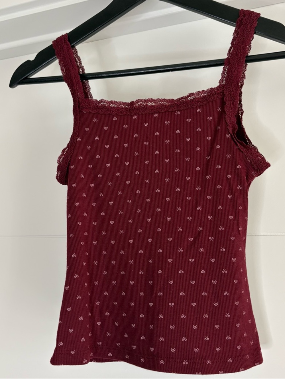 SO Lace Trim Henley Ribbed Tank Top Cami - Picture 5 of 8
